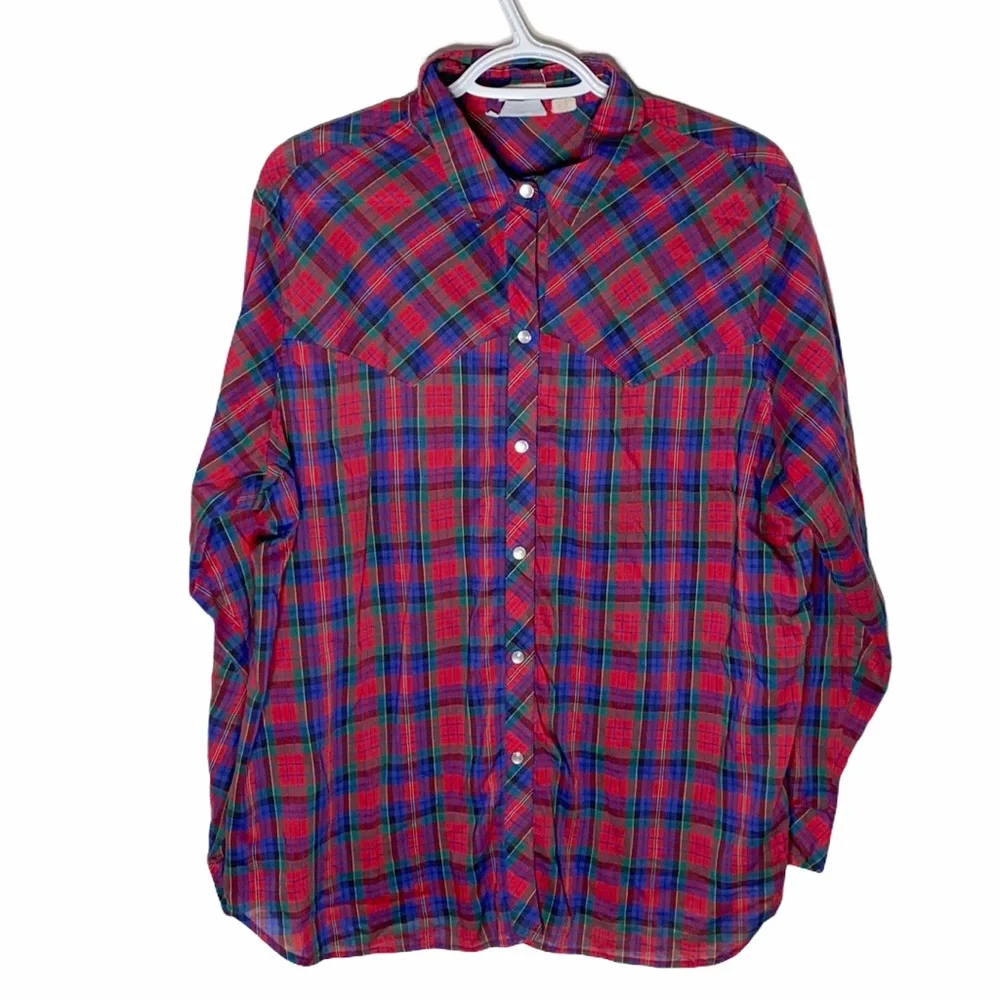 Levi’s vintage 70s pearl snap button plaid shirt